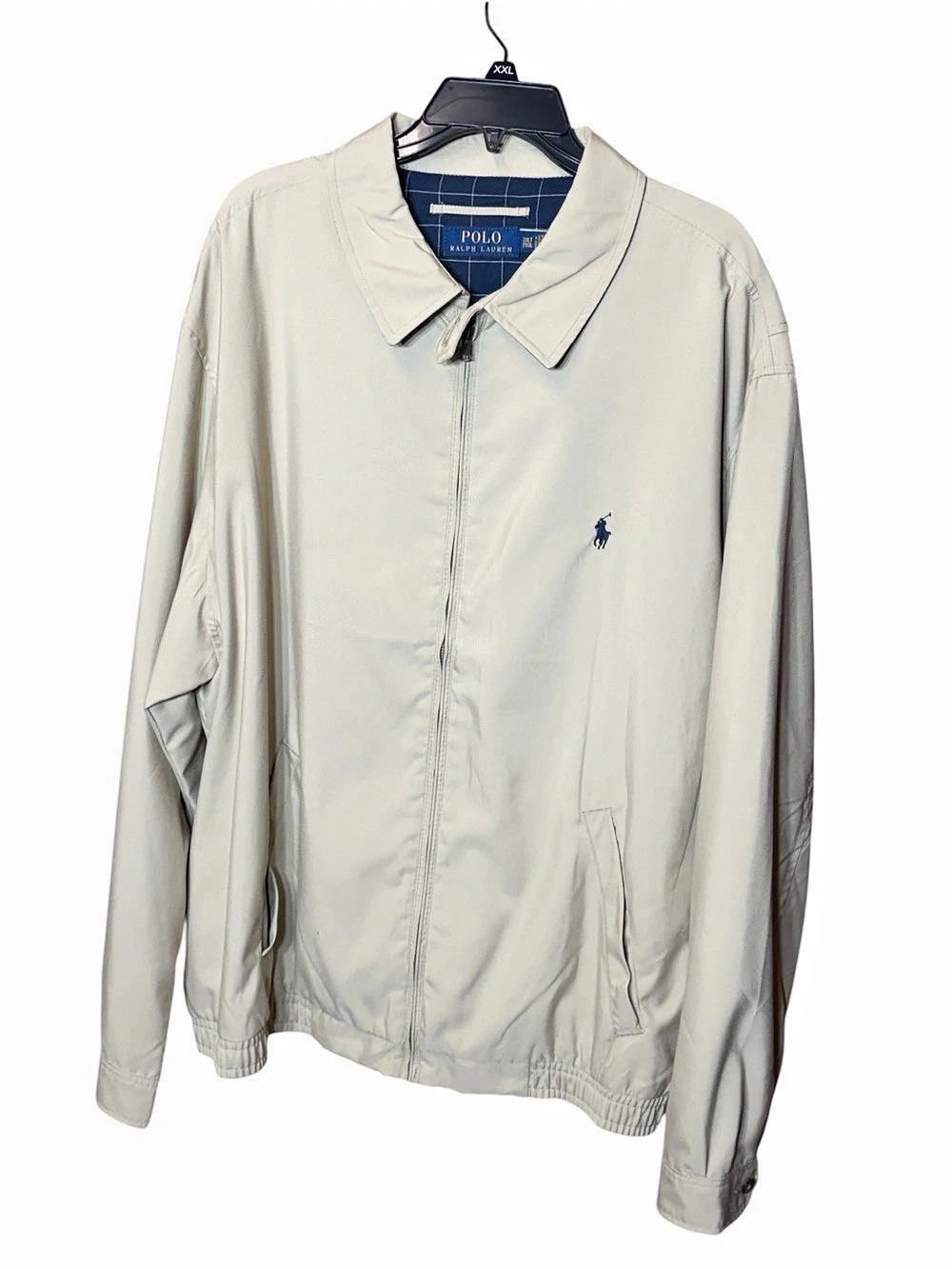 Polo Ralph Lauren Plaid-Lined Harrington Windbreaker Jacket Cream 2XL Tall
